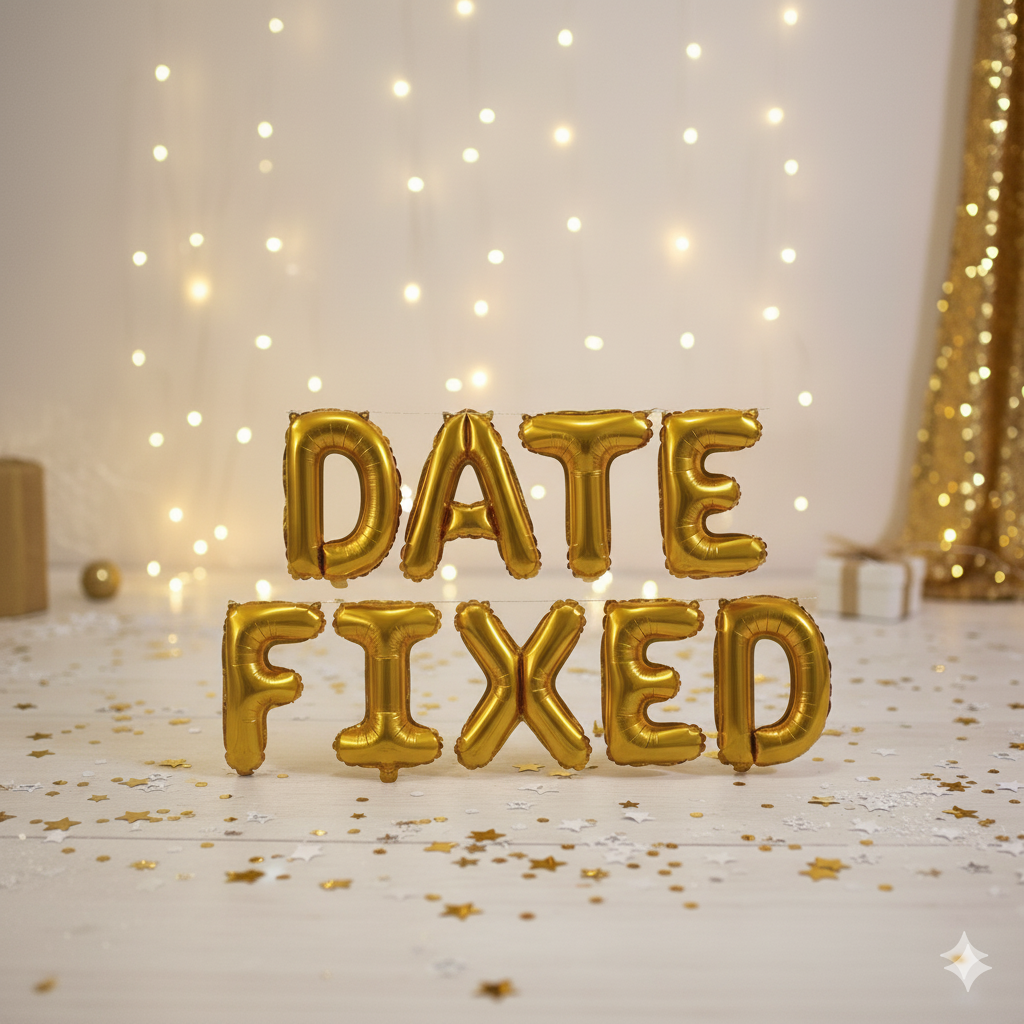 Date Fixed Balloon Banner – Gold
