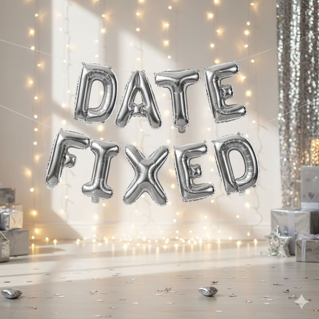 Date Fixed Balloon Banner – Silver