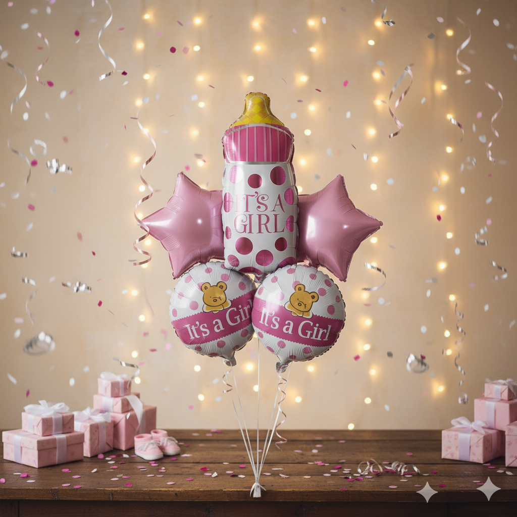 It’s a Girl- Baby Bottle Balloon Bouquet