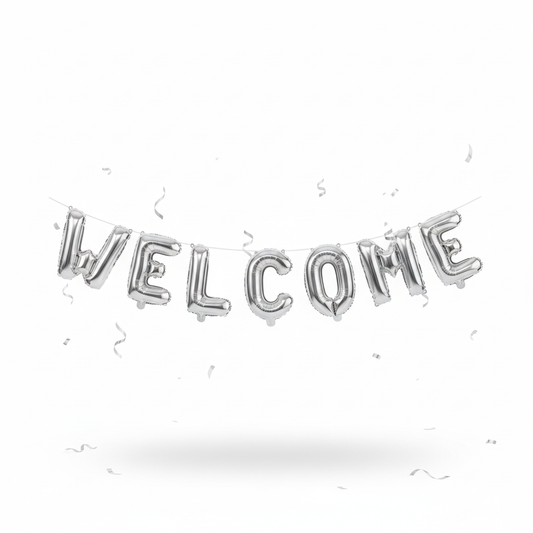 Welcome Silver Foil Balloon Banner