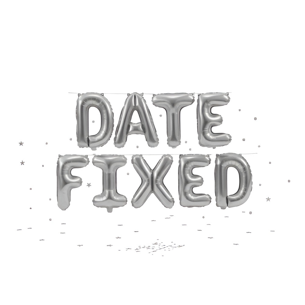 Date Fixed Balloon Banner – Silver