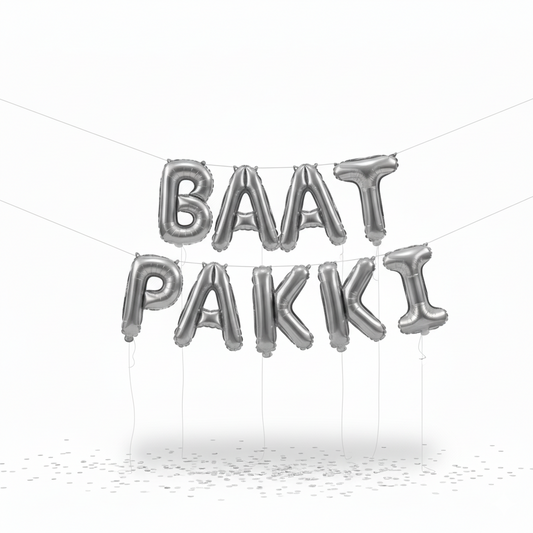 Baat Pakki Balloon Banner – Silver
