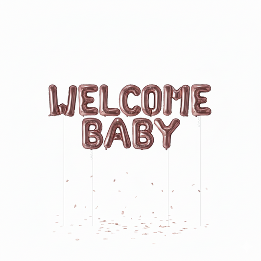 Welcome Baby Balloon Banner – Rose Gold