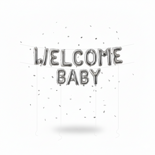 Welcome Baby Balloon Banner – Silver