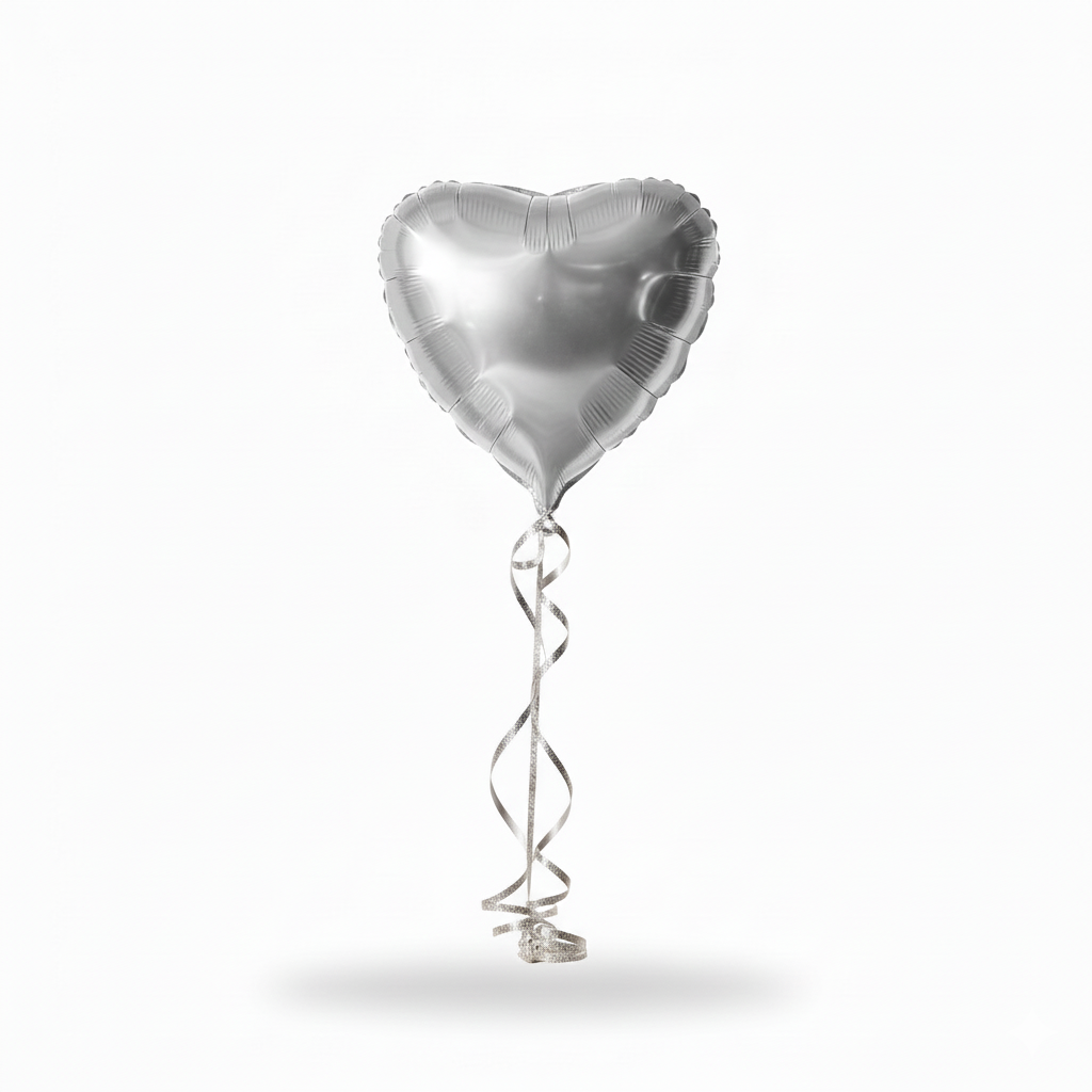 Silver Heart Foil Balloon