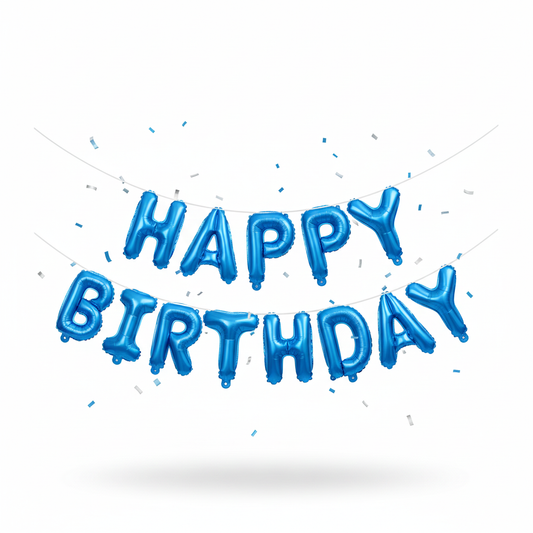 Blue Happy Birthday Foil Balloon Banner