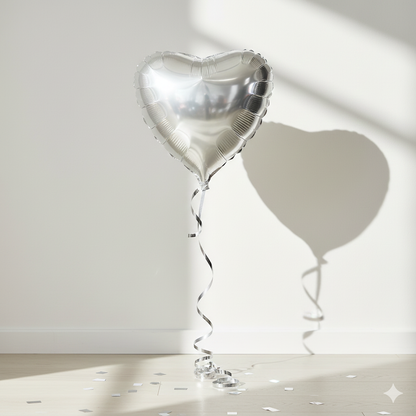 Silver Heart Foil Balloon
