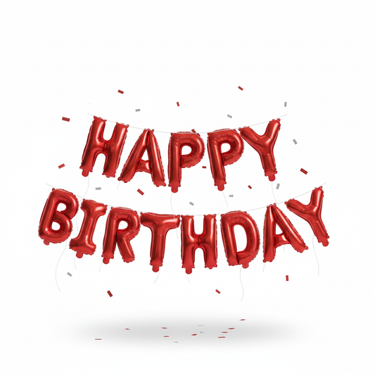 Red Happy Birthday Foil Balloon Banner