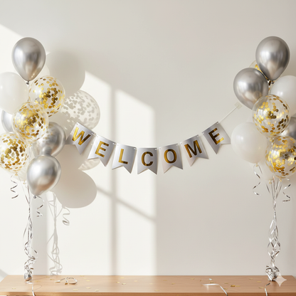 Silver Welcome Banner