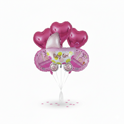 Baby Girl Pram Foil Balloon Bouquet